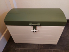 Playwood Houten Schatkist - Opbergkist - Wit/Legergroen nr. 4 (XL)