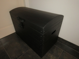 Houten Opbergkist Schatkist Speelgoedkist Kist Mat Zwart Nr. 4 (XL)