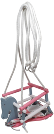 Schommel Paard met Kussentje Kleuren Grijs Roze Wit