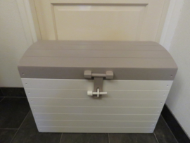 Houten Schatkist - Opbergkist - Kist Wit/Taupe Nr. 4 (XL)