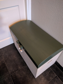 Houten Schatkist - Opbergkist - Blank/Legergroen Deksel nr. 4 (XL)