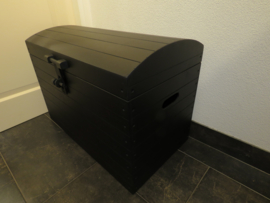 Houten Opbergkist Schatkist Speelgoedkist Kist Mat Zwart Nr. 4 (XL)