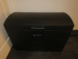 Houten Opbergkist Schatkist Speelgoedkist Kist Mat Zwart Nr. 4 (XL)