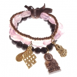 armband - Rosequartz Buddha charm bracelet