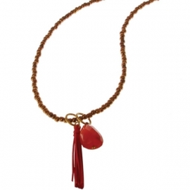 ketting met hanger  - Sunita Red Pom Buddha charm necklace