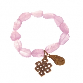 armband - Rosequartz Buddha charm bracelet