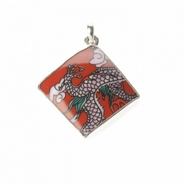 hanger - Lucky Buddha Red tile pendant