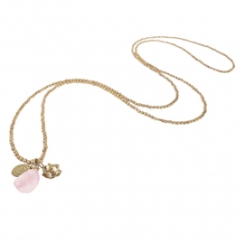 ketting met hanger - Anju Rosequartz Buddha charm necklace