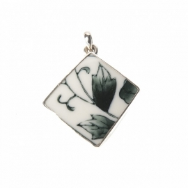 hanger - Lucky Buddha Black/white tile pendant