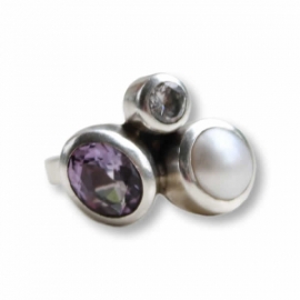 Moon and Pearls ring