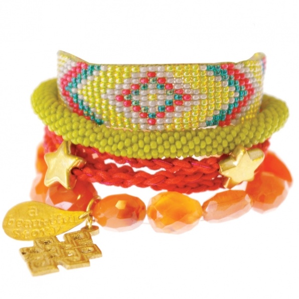 lime Aztec bracelet orange A Beautiful Story