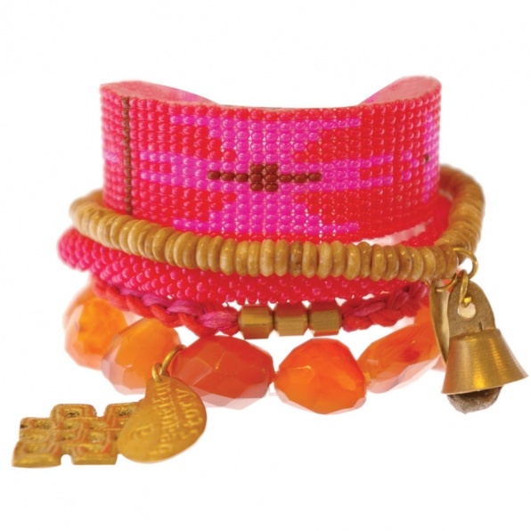 rose oranje armbanden uit Nepal