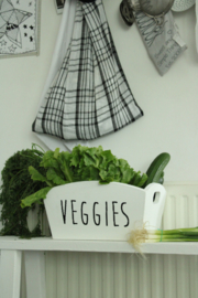 houten bak I veggies I wit met zwarte letters