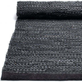 Rug Solid Lederen Vloerkleed Black / div. afmetingen