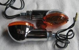 Mini knipperlichten chroom met ovaal oranje lens