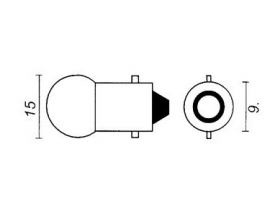 Doosje met 10  Lampjes BA9S , 6 volt of 12 volt.