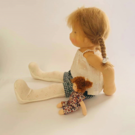 Ciara - a 16''/42 cm tall Handmade Waldorf Doll and little Popke