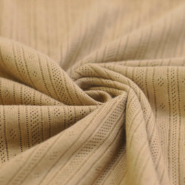 Pointelle jersey - Ajour tricot  - stripe pattern - Caramel