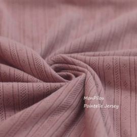Pointelle jersey - Ajour tricot  - stripe pattern - Mauve
