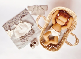 Petite Bébé - a 12''/30 cm tall  Waldorf Baby Doll in Mozes basket - Brown