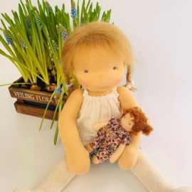 Ciara - a 16''/42 cm tall Handmade Waldorf Doll and little Popke