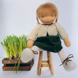 Ciara - a 16''/42 cm tall Handmade Waldorf Doll and little Popke