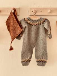 Miou kids - Fair Isle Overall  & hat & Vaida's booties - for 42/44 dolls grey-green