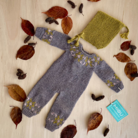 Miou Kids - Feya overall en mutsje - voor 40/44 pop (grijs)