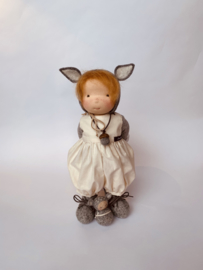 Deer Doll Grey - Copper hair - a 14''/35 cm tall