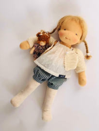 Ciara - a 16''/42 cm tall Handmade Waldorf Doll and little Popke