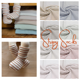 Gestreepte poppen sokken - in veel kleuren - rib jersey (MTO)