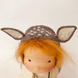 Deer Doll Grey - Copper hair - a 14''/35 cm tall