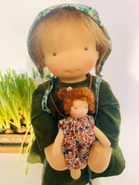 Ciara - a 16''/42 cm tall Handmade Waldorf Doll and little Popke