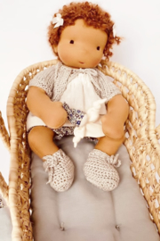 Petite Bébé - a 12''/30 cm tall  Waldorf Baby Doll in Mozes basket - Brown