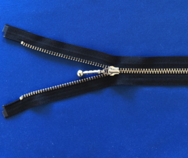 YKK deelrits nikkel 50 cm zwart met balletjes