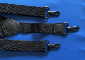 Heren bretels 4 cm breed met 3 musketonhaken zwart
