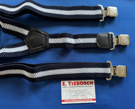 Heren bretels 4 cm breed 3 clips blauw/wit streep