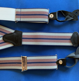 Brandweer bretels met leertjes blauw/rood