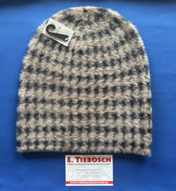 Lekker warme vlies muts beige/zwart