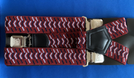 Heren bretels 4 cm breed 3 clips rood/blauw/wit