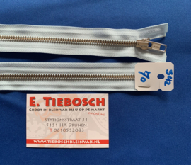 YKK deelrits nikkel 70 cm licht blauw