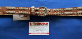 Dames riem 3 cm bruin met studs 90 cm lang