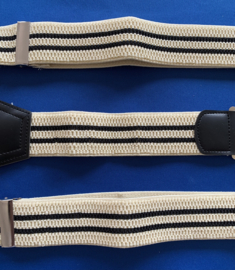 Heren bretels 4 cm breed 3 clips beige zwart