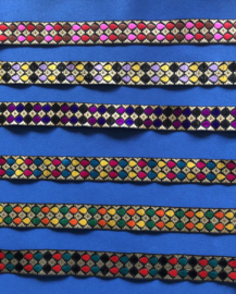 Sierband geel/blauw/roze