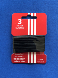 Soutache elastiek 3 mm zwart