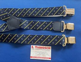 Heren bretels 4 cm breed 3 clips blauw/ geel streep