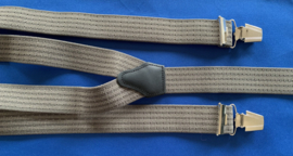 Heren bretels 3,5 cm breed 3 brede clips taupe/mos streep creme