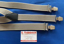 Heren bretels 3,5 cm breed 3 brede clips beige/zwart