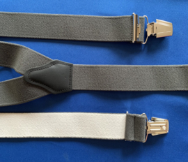 Heren bretels 3,5 cm breed 3 brede clips donker grijs