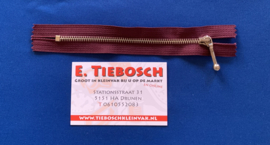 Sier rits nikkel donker rood 14 cm